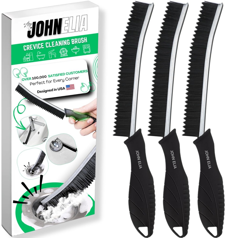 Hard Bristle Crevice Cleaning Brushes for Household Use - Multi-Purpose Scrubber Set