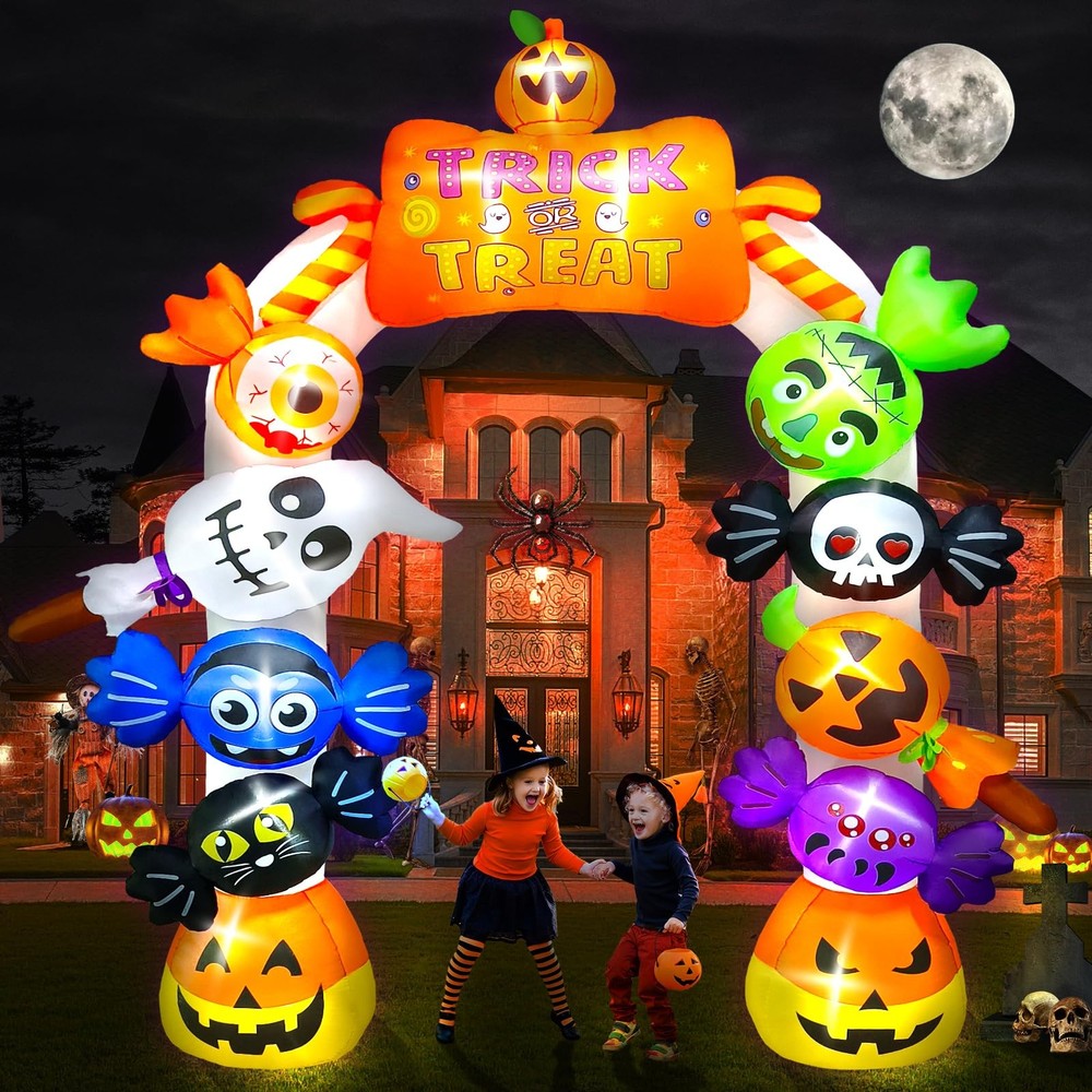 10FT Tall Halloween Inflatables Archway Candy Ghost, Giant Halloween Outdoors...
