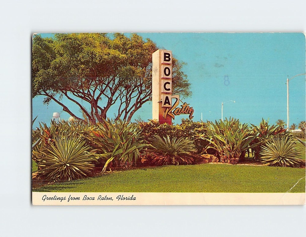 Postcard Boca Raton Welcome Sign Florida USA