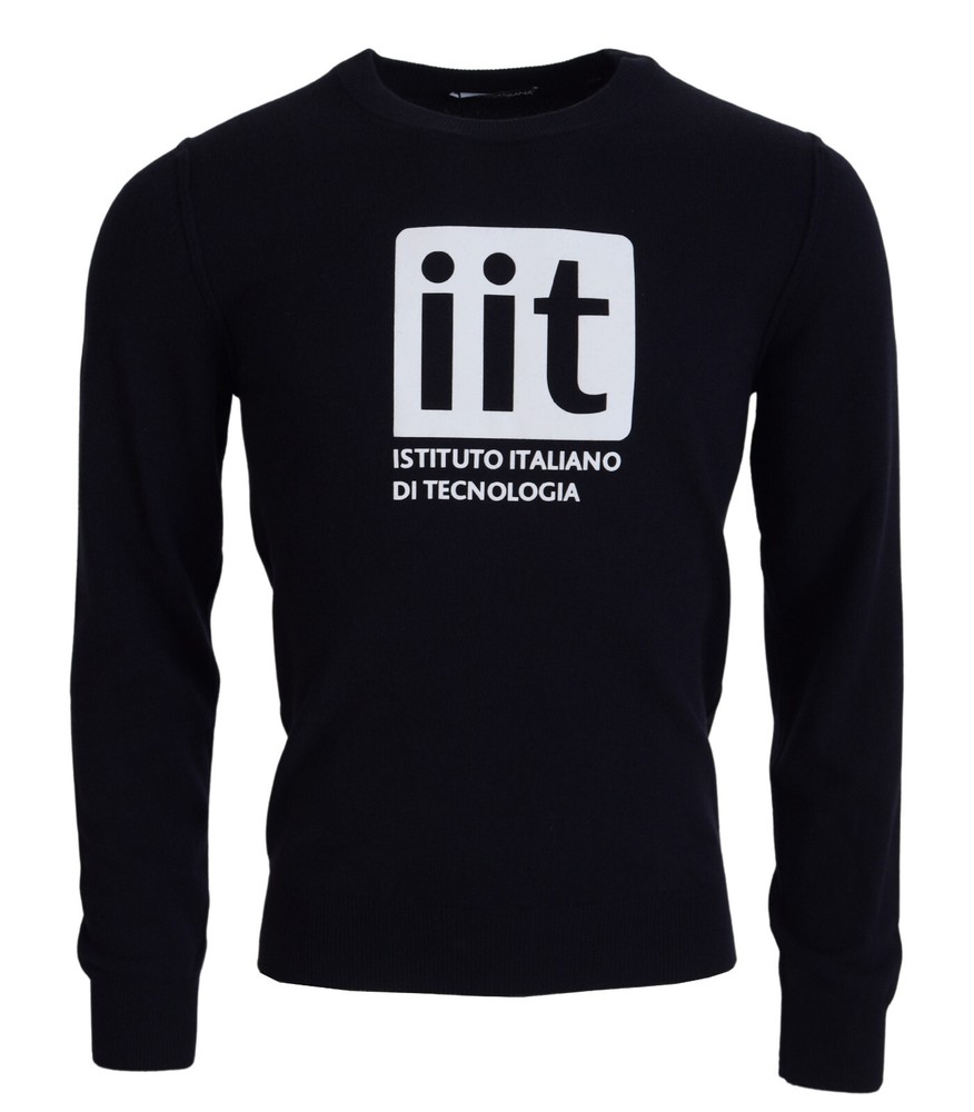 DOLCE & GABBANA Sweater Blue Cashmere iit Print Pullover IT48 / US38 / M 900usd