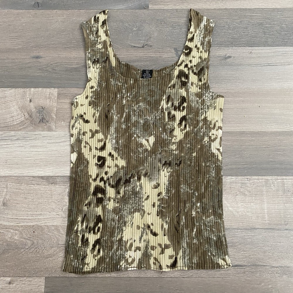Vintage Y2K Leopard Cheetah Animal Print Stretch Accordion Tank Top