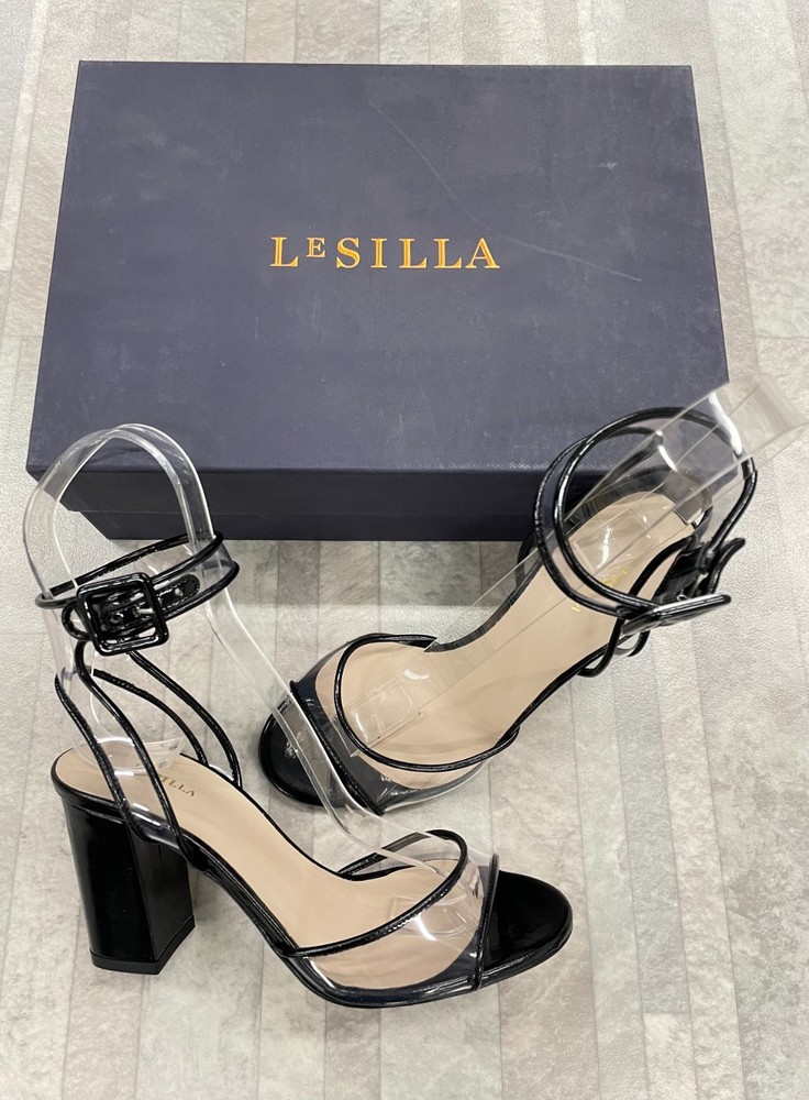 NIB Le Silla Womens Black Kabir Block Heel Sandal Size: 36 (US: 6)