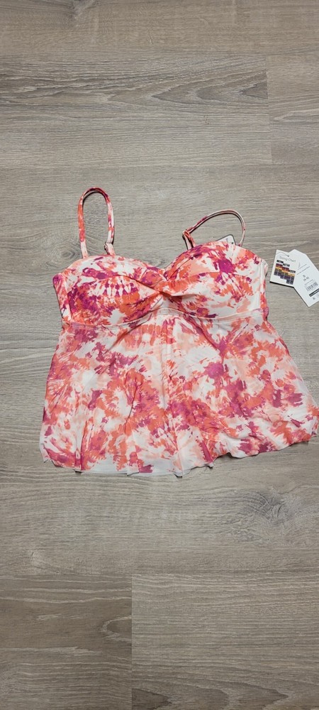 Time and Tru Womens Floral Spaghetti Strap Swim Top Size S 4-6