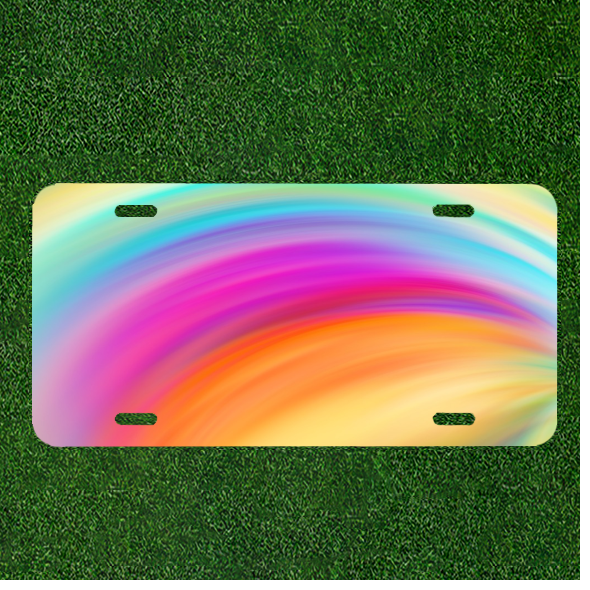 Custom Personalized Auto Tag With Fast Colorful Rainbow Like Design Art