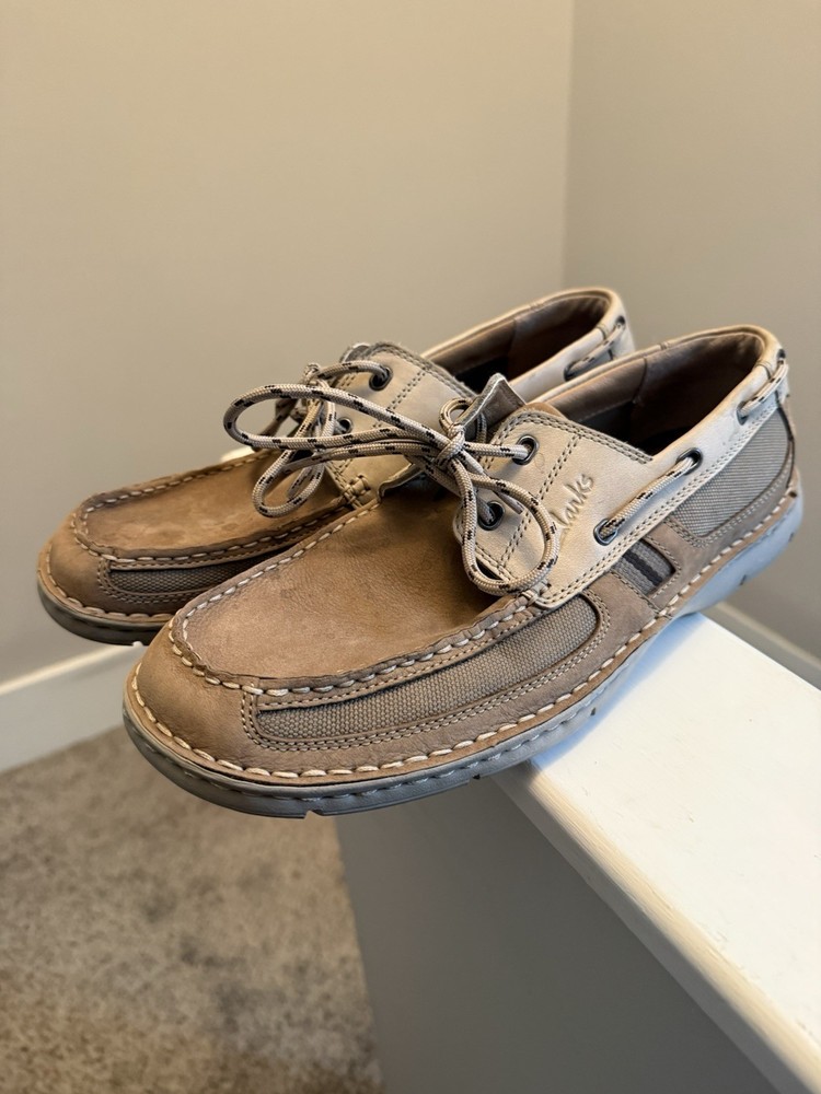 Clarks Men’s Boat Casual Shoes Leather Brown Size US 9.5