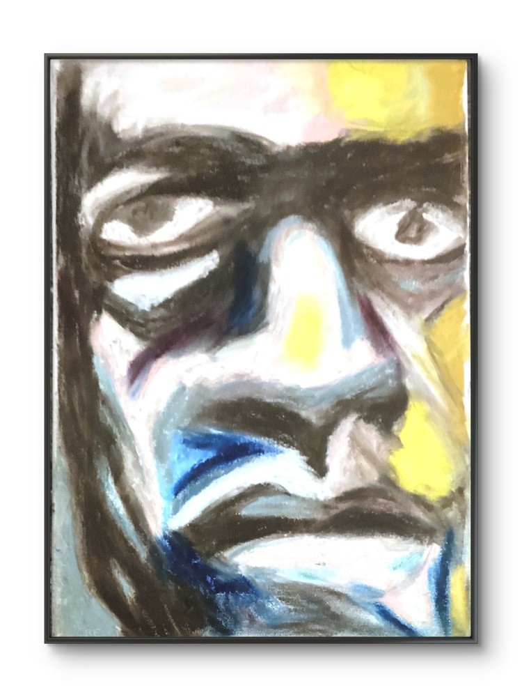 Basquiat Style Abstract Bold Face Black Man Original Wall Art 11 by 14 Canvas