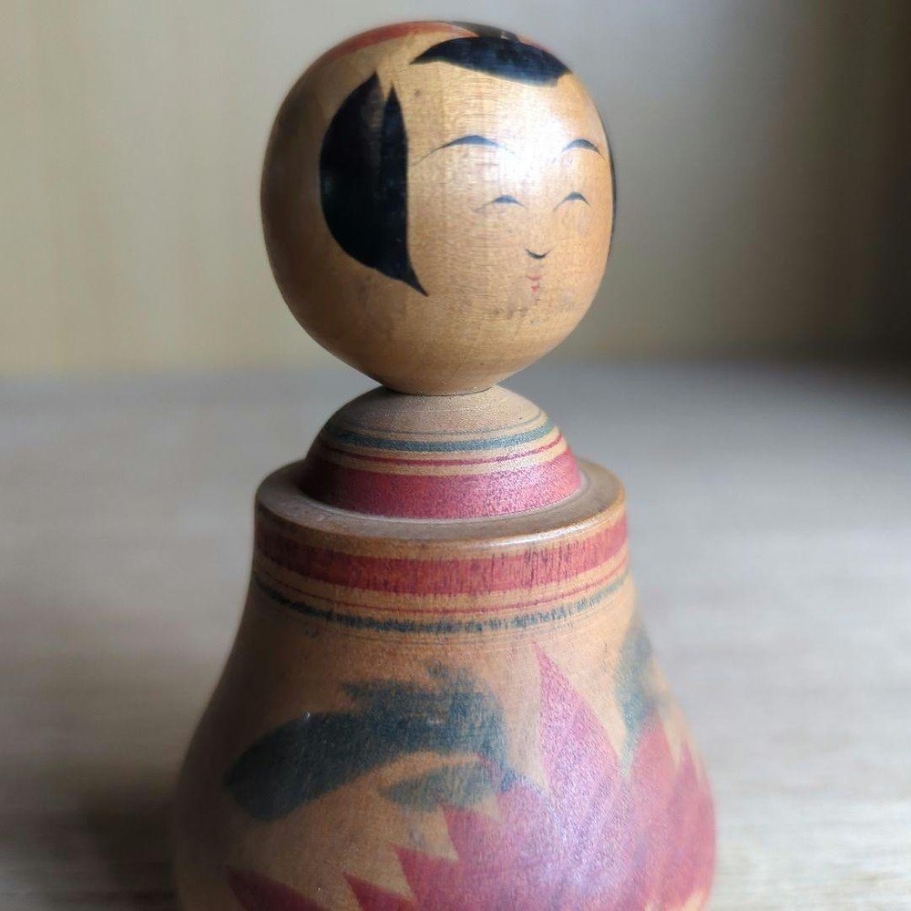 Takeo Takahashi Traditional Kokeshi Doll 65mm Vintage Wooden Toy Used