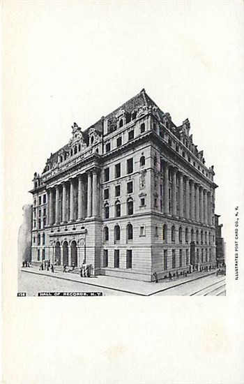 NY, New York City, Hall of Records, Undivided back, Illustrated Post Card No 158