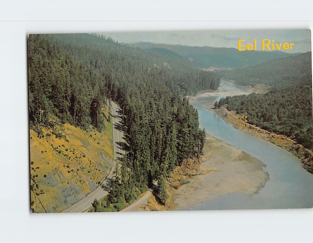 Postcard Aerial View of Highway 101 & Eel River California USA