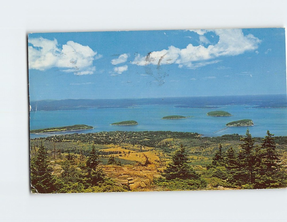 Postcard Porcupine Islands from the Summit of Mount Cadillac Maine USA