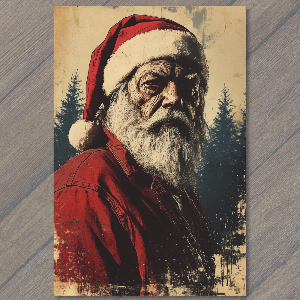 Gothic Dark Fantasy Creepy Santa Snow Frost 4x6 Winter Art
