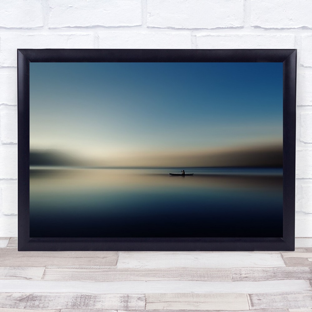 Lonely Person in a Boat on Sea Ocean Blurred Wall Art Print