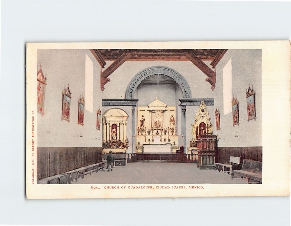 Postcard Interior Church of Guadalupe Ciudad Juarez Mexico