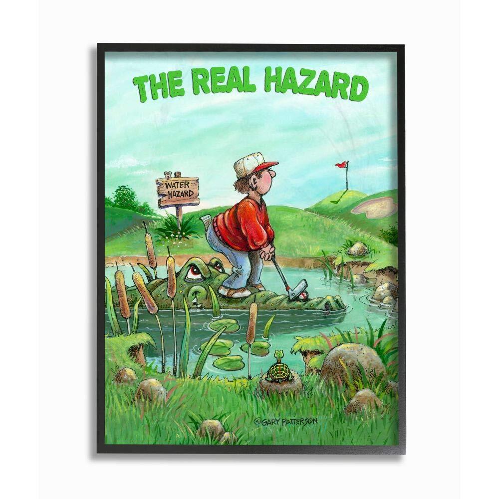 The Real Hazard Funny Golf Cartoon Sports Black Framed Wall Art, 24 x 30, Des...