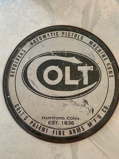 Colt's Manufacturing Company Aluminum Sign - Colt - Firearms - Guns - Tin 1945