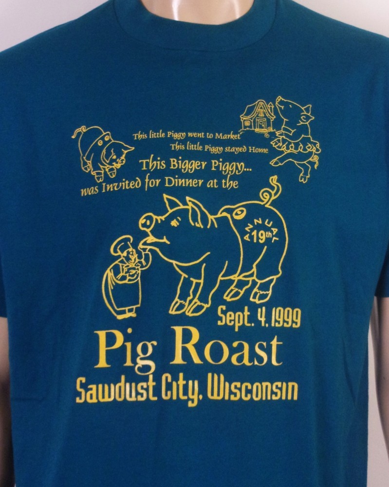 vintage 90s single stitch Sawdust City WI Pig Roast T-Shirt sz XL