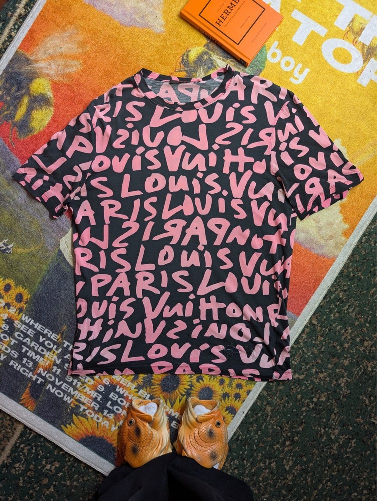 Louis Vuitton Stephen Sprouse SS2009 Pink Graffiti Logo T-Shirt