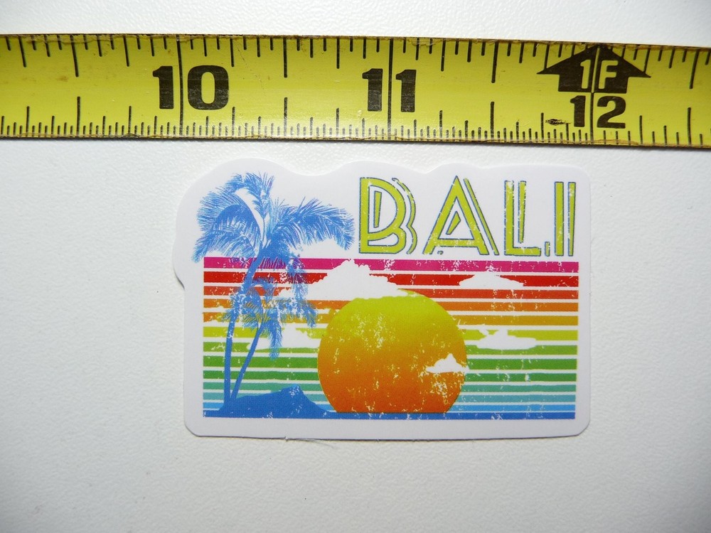 Distressed Bali Sunset Sticker Decal Tropical Vacation Scene