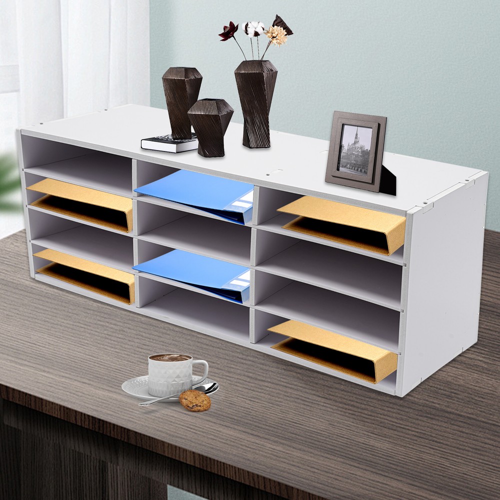 White Desktop Mail Organizer for Letters Postcards Documents and Gifts