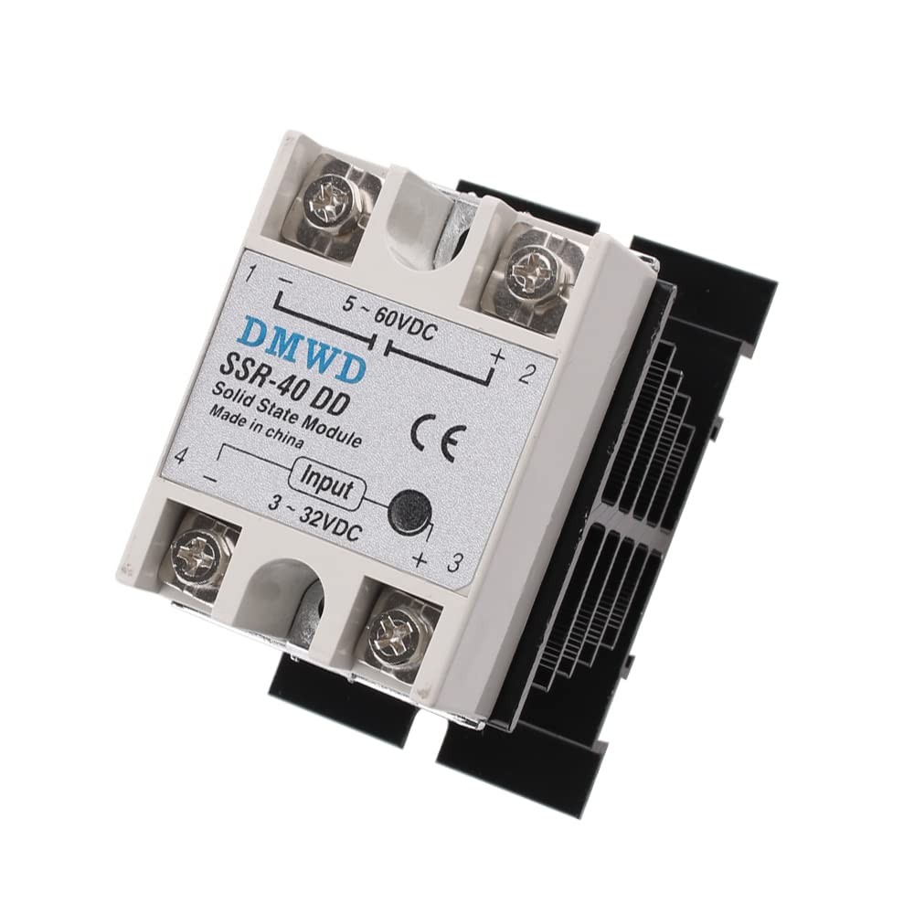 SSR-40DD Solid State Relay DC to DC (Input 3-32V, Output 5-60V) with Heat Sin...