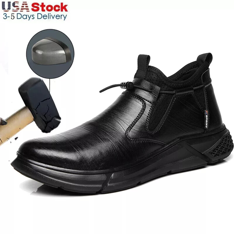 Steel Toe Waterproof Work Boots for Men Slip Resistant Durable Safety Shoes