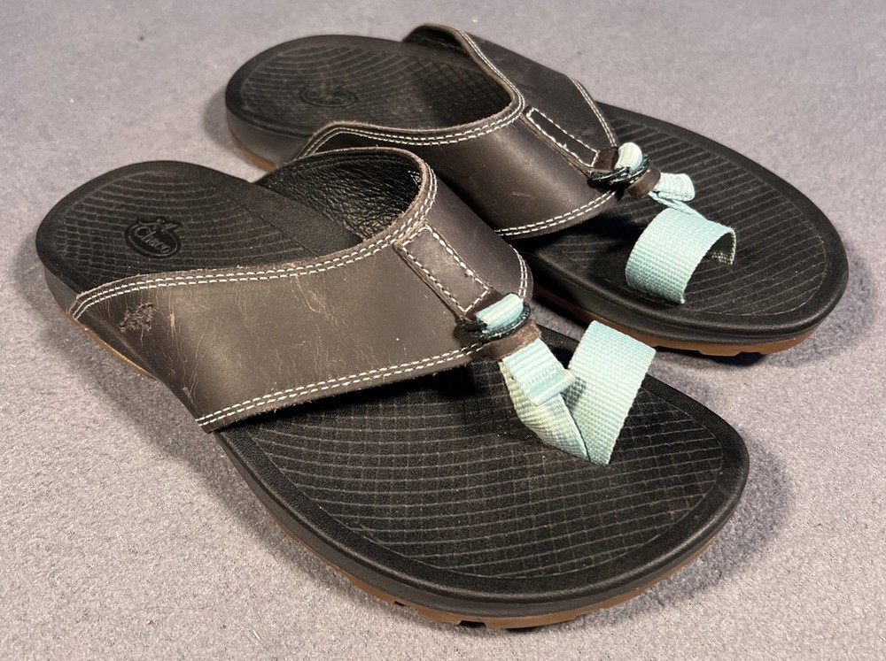 Chaco Playa Pro Toe Loop Slide Sandal Womens Size 6 Brown Black Blue Water Trail Gorp  