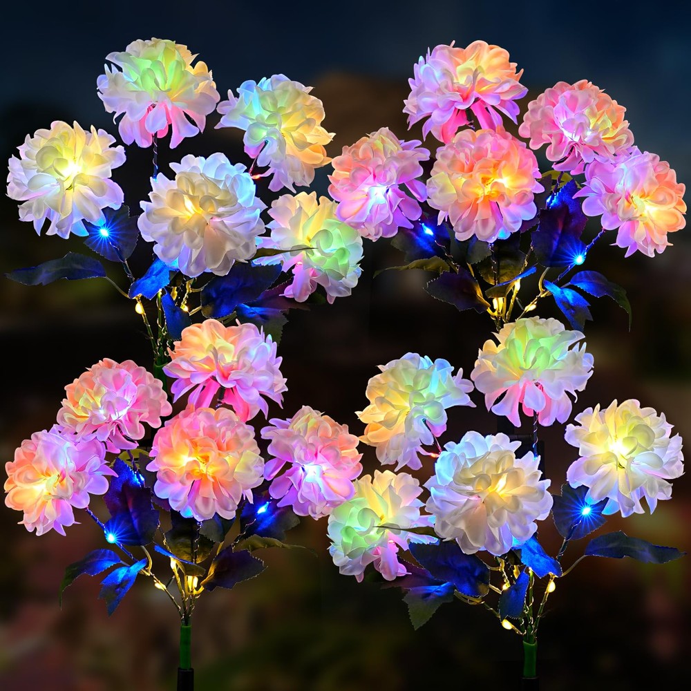 4 Pack Color-Changing Waterproof Solar Garden Lights for Outdoor Decoration