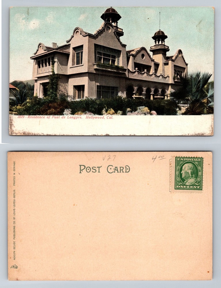 Hollywood, CA-California, Residence of Paul de Longpre Gardens Vintage Postcard