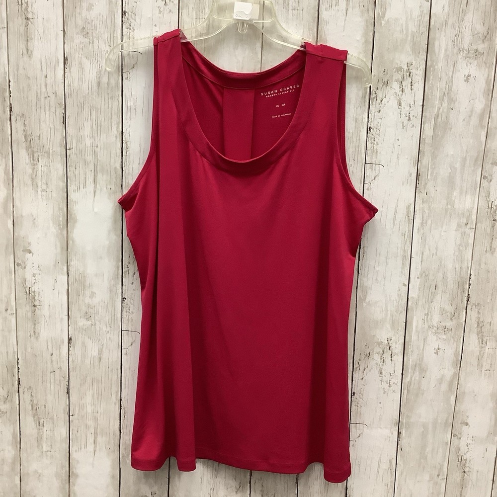 Susan Graver XLP Petite Liquid Knit Sleeveless Scoop Neck Tank Top Red