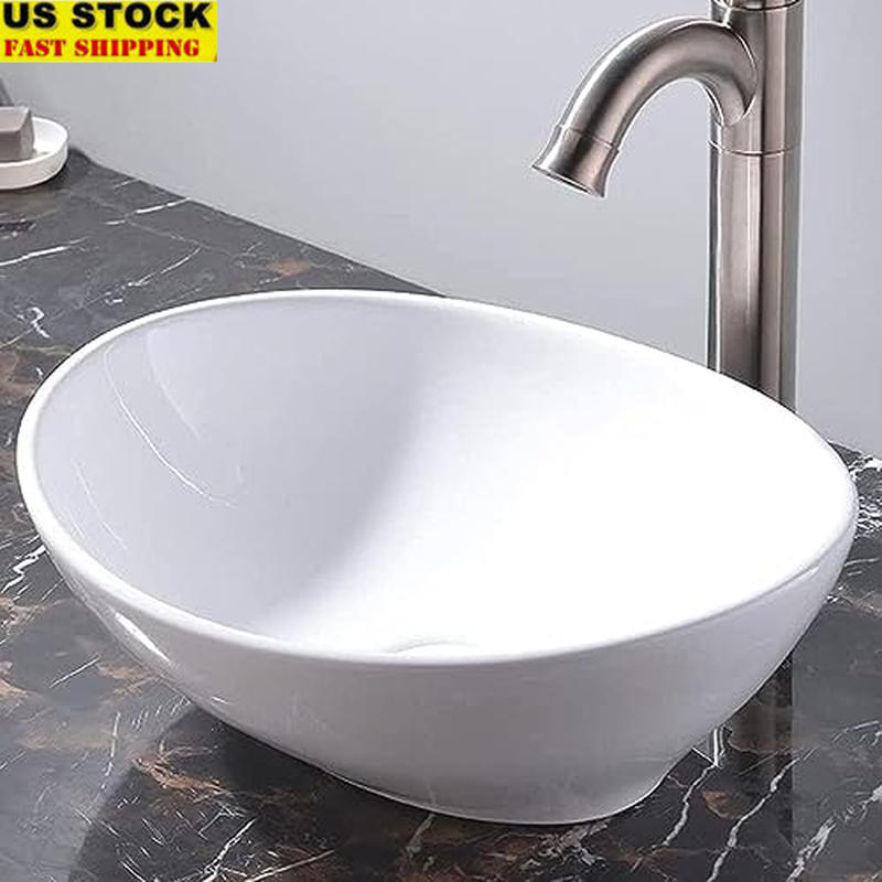 Ceramic Bathroom Vessel Sink Oval Lavatory Above Counter Vanity Art Basin New