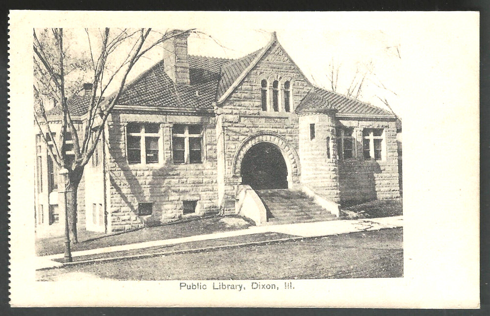 DIXON ILLINOIS Public Library c. 1910 Wheelock Divided Back Postcard