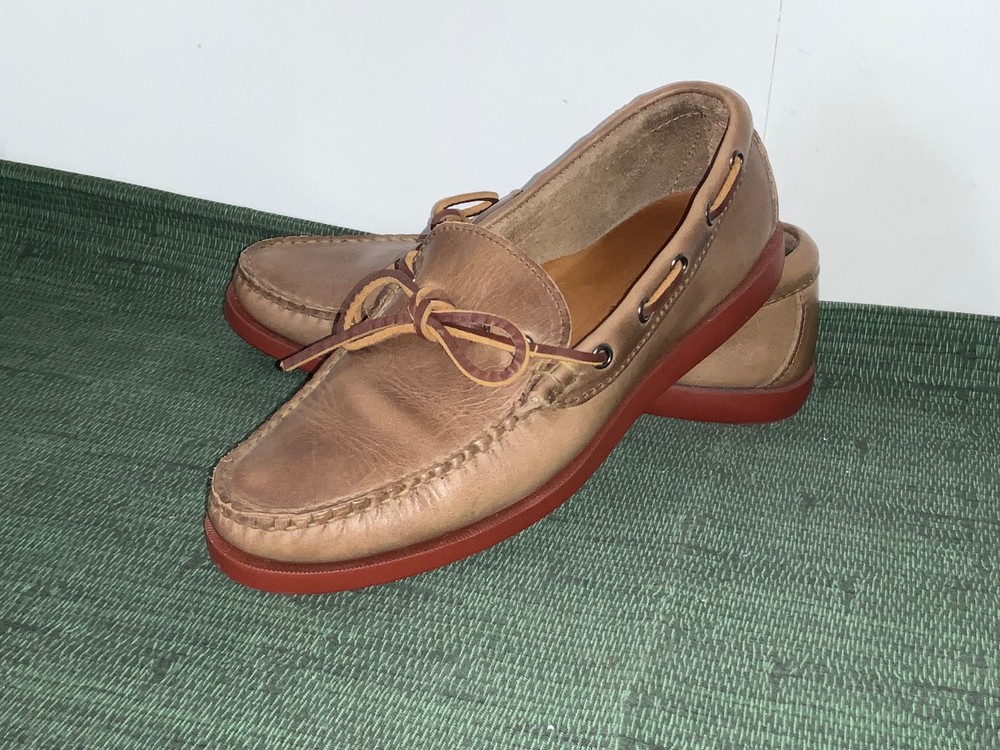 RANCOURT & Co.Brown Leather Loafer Moccasin Boat Shoe Mens size 8 US Made in USA