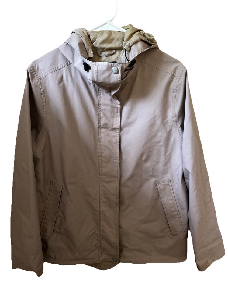 Vintage LL Bean beige Hooded Rain Coat Women’s Large