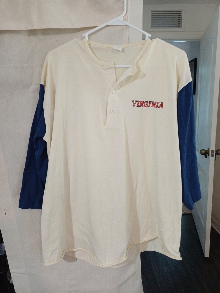 Virginia Cavaleers Vintage 80's Henley Raglan 3/4 Sleeve Shirt XL