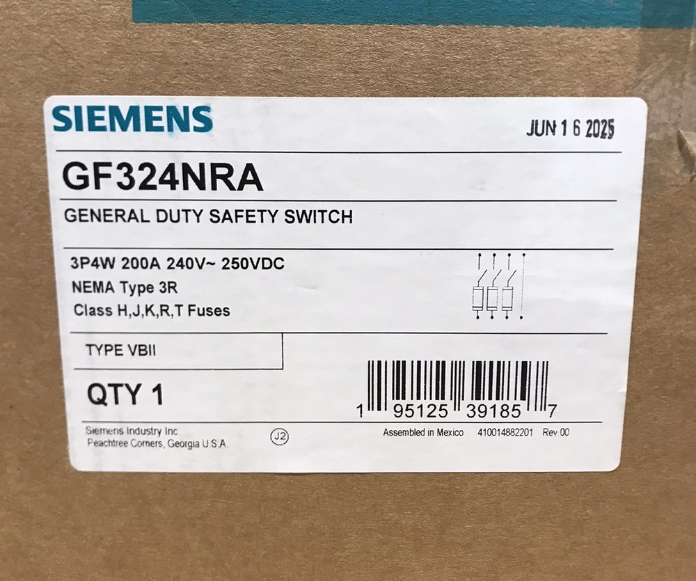 HOUSTON STOCK NEW SIEMENS GF324NRA NON FUSE DISCONNECT 200 AMP 3R FREE SHIPPING
