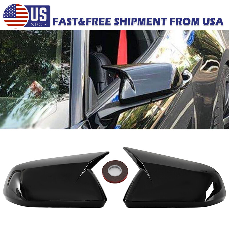 For 2015-2023 2020 Ford Mustang Glossy Black Mirror Cover Caps W/O Turn Signal