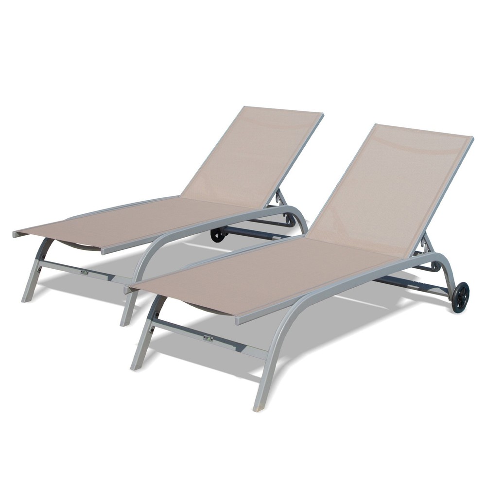 5-Position Outdoor Chaise Lounge Set with Wheels for Ultimate Comfort