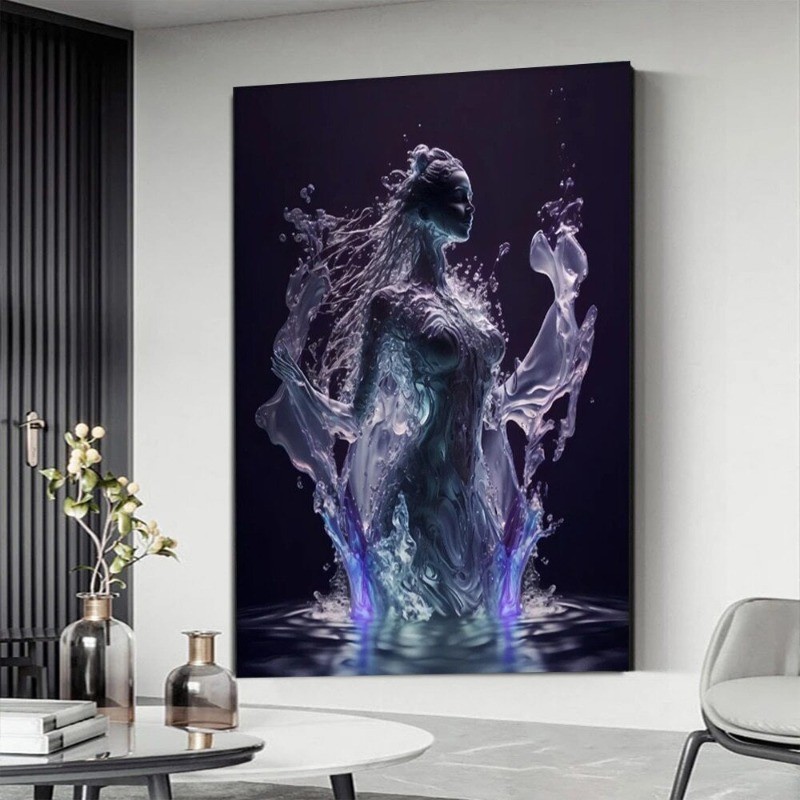 Abstract Water Goddess Portrait Canvas Painting Wall Art Home Decor Poster Print