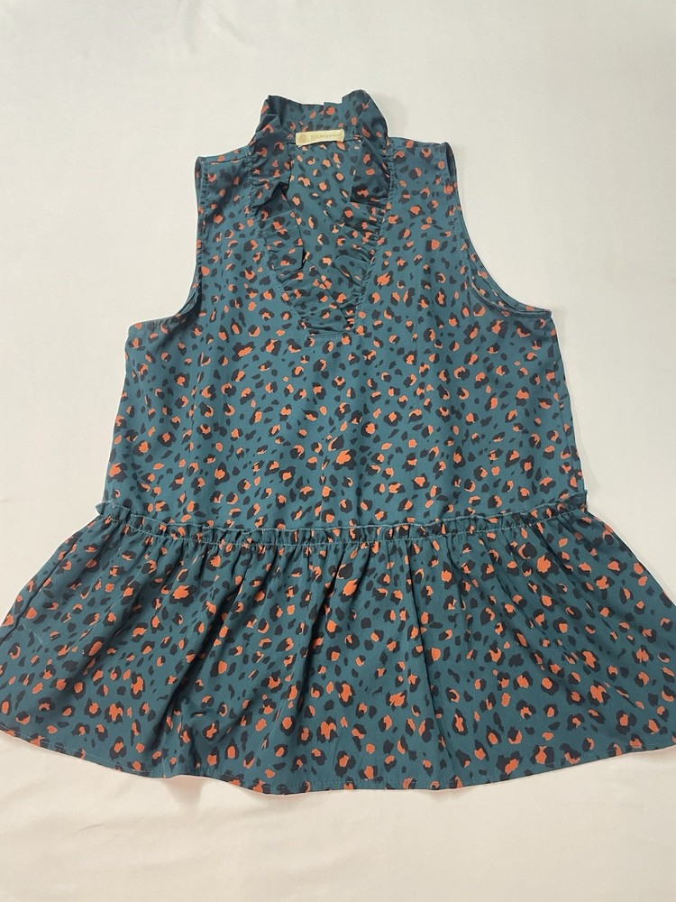 FSL Apparel Women’s Tank Size M Jewel Tone Cheetah Ruffle Peplum