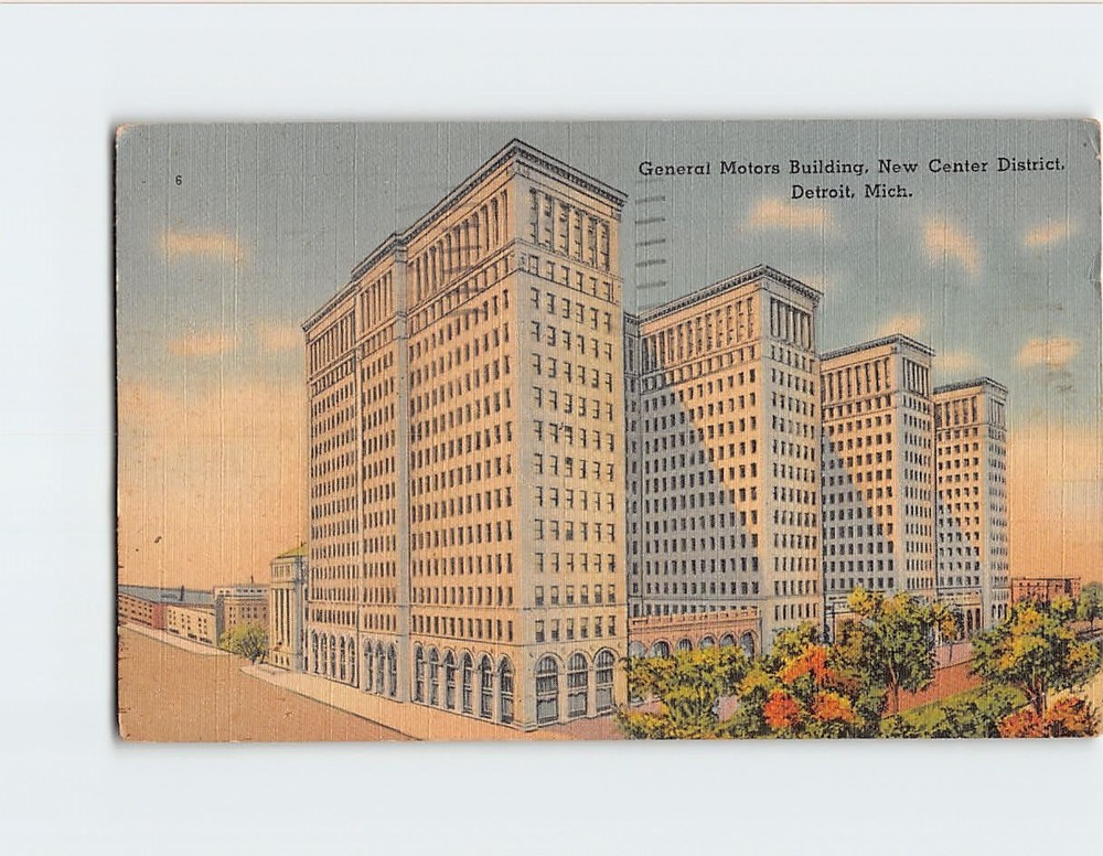 Postcard General Motors Building Detroit Michigan USA