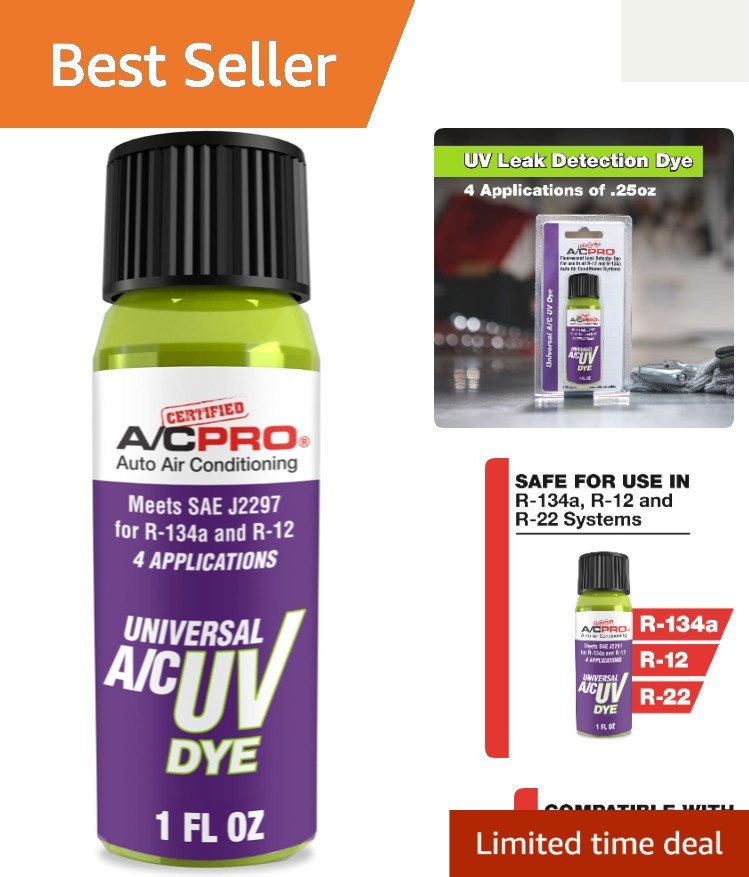 UV Dye for A/C Leak Detection in All R-12 & R-134A Systems - 1 Oz-image