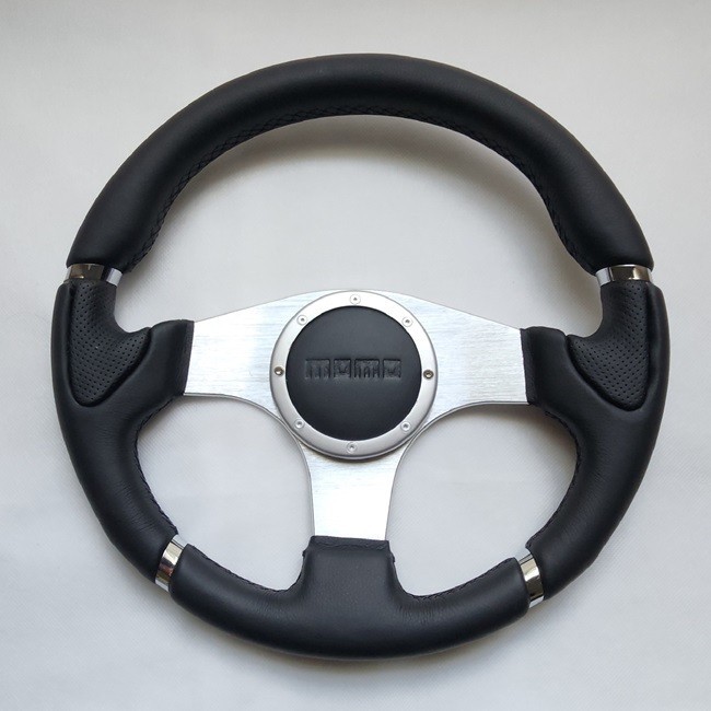 MOMO Black Leather Street Sport Steering Wheel 350mm 13.5in BRLCR