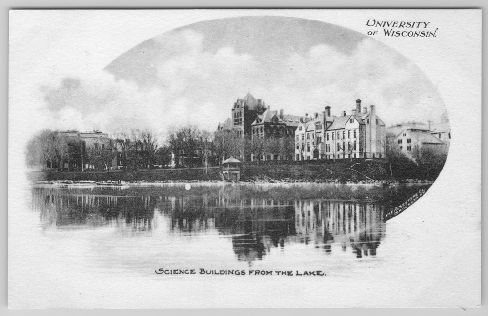 WI Madison University of Wisconsin Science Hall on Lake Mendota Postcard