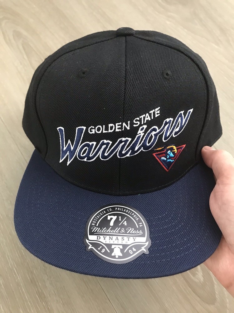 Golden State Warriors Mitchell & Ness Fitted 7 1/4 Team Script NBA Hat | New
