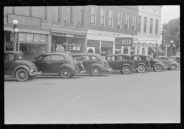 Photo:London Ohio Main Street 1938 Vintage Cars Storefronts