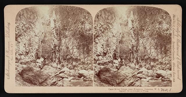 Photo:Kingston Jamaica Cane River Gorge 1900 Stereoview Rock Ravine