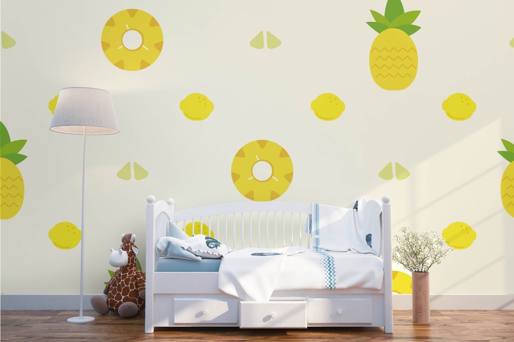 3D Fruit Pineapple Lemon Pattern Wall Murals Wallpaper Murals Wall Sticker