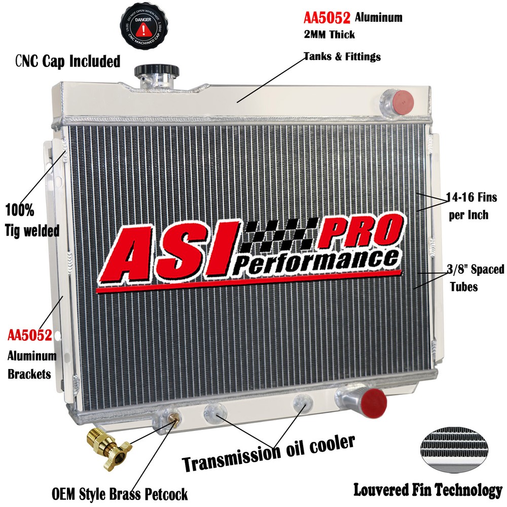 4 Row Aluminum Radiator For 1964-1966 Ford Galaxie Small Block 4.3L 4.7L CC2338