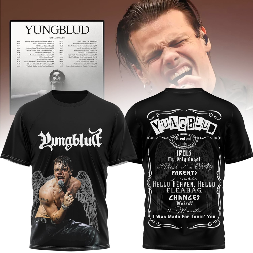 Yungblud Tour 2026, Yungblud Greatest Hits All Over Print Shirt, S to 5XL