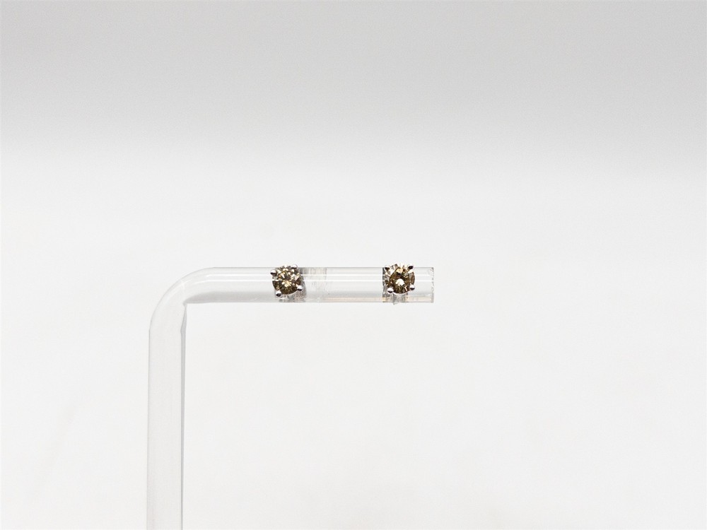 NEW $2000 1ct Si1 Natural Champagne ROUND Diamond 14k White Gold STUD Earrings